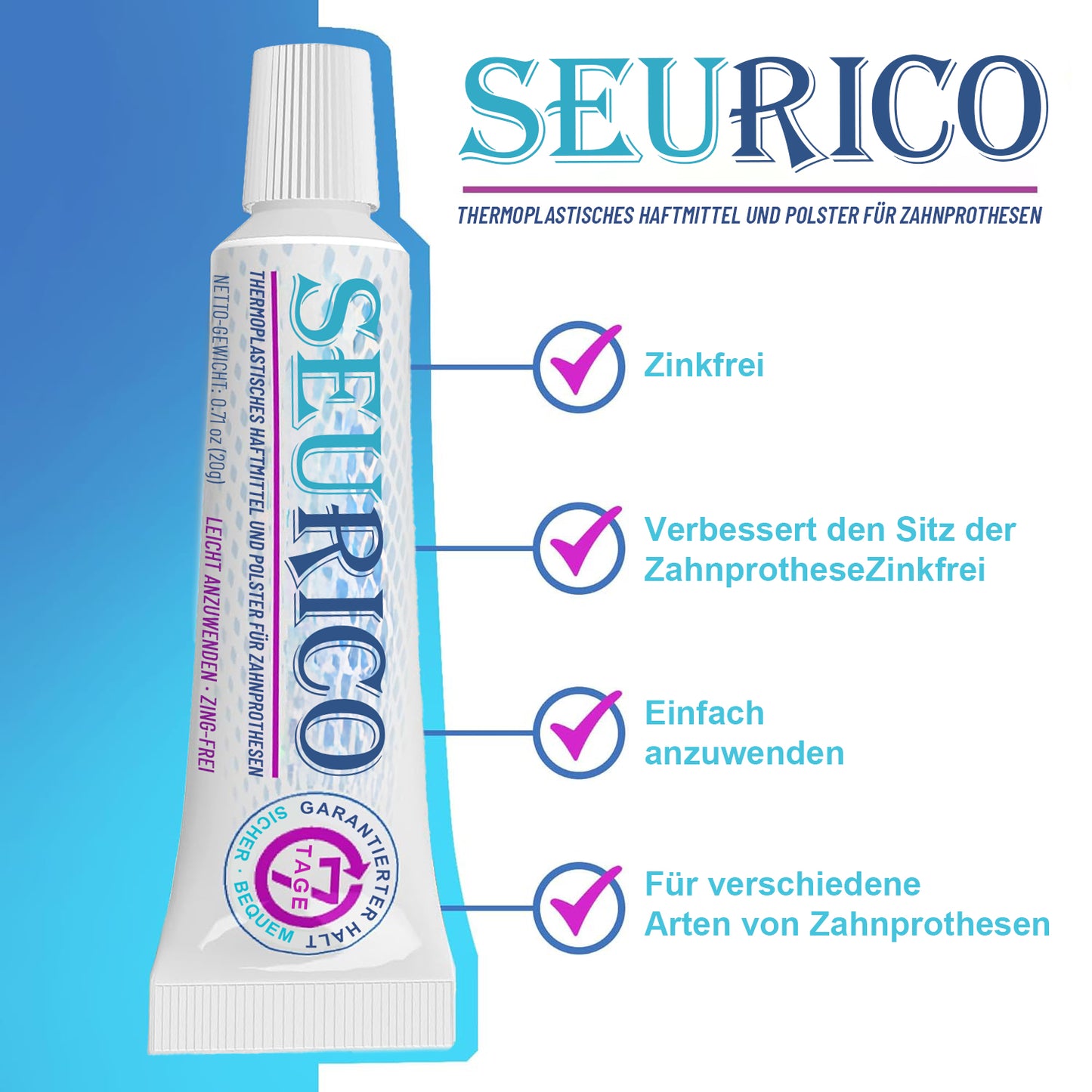 😁✨[Offizieller Markenshop] Seurico™ - Thermoplastischer Zahnprothesenhaftstoff & Polsterung (20 Gramm)